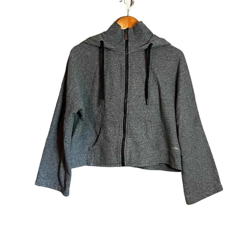Calvin Klein grey cropped zip up sweater. Size small‎